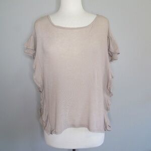 IRO Women's DALIA RUFFLED Sides TEE Blouse Beige Size M
